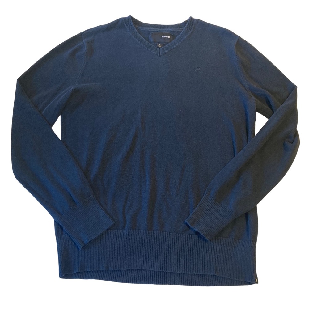 Hurley mens black v-neck casual cotton sweater size L large